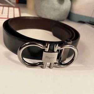 Ferragamo Men's Reversible Leather Double-Gancio Belt